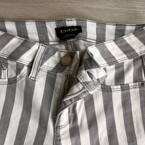 Bebe Grey Striped Pants - Picture 3 of 5